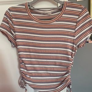 striped fitted hollister tee shirt; waist lined: womens small